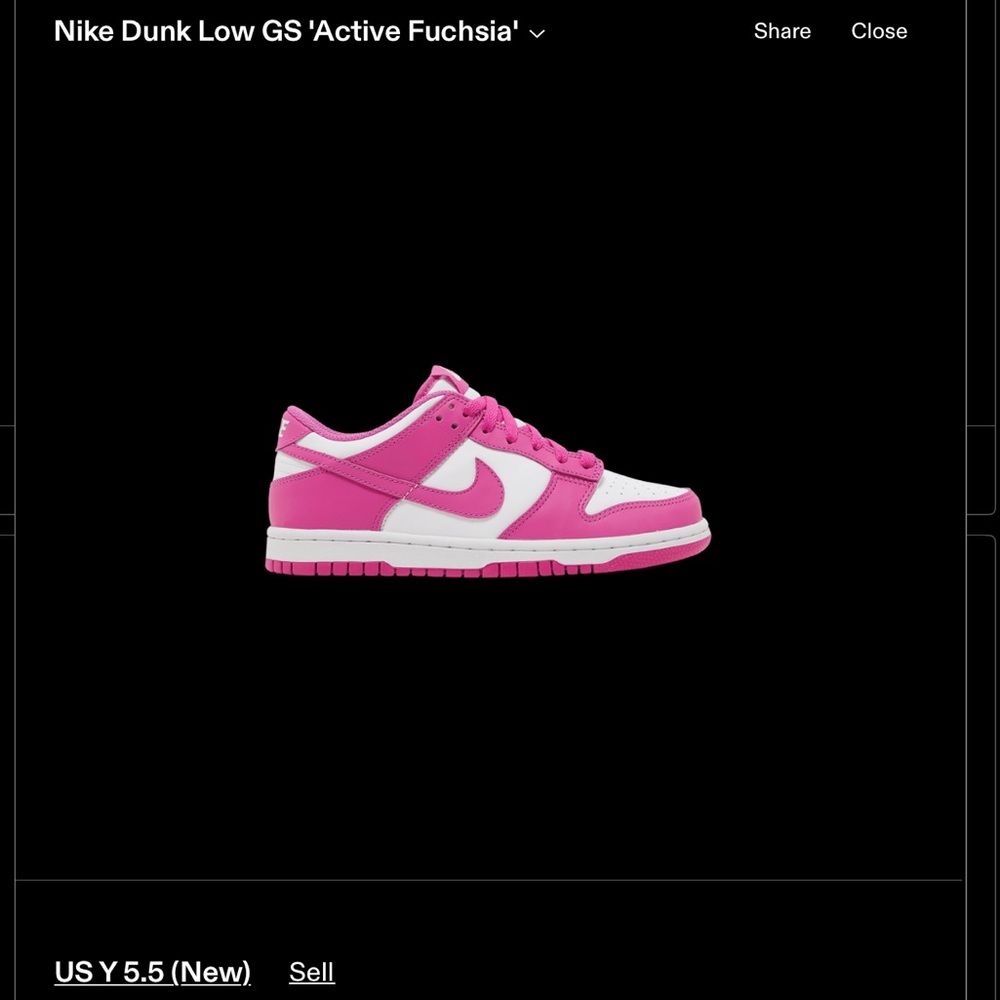 Nike Dunk Low GS Fuchsia 5.5Y